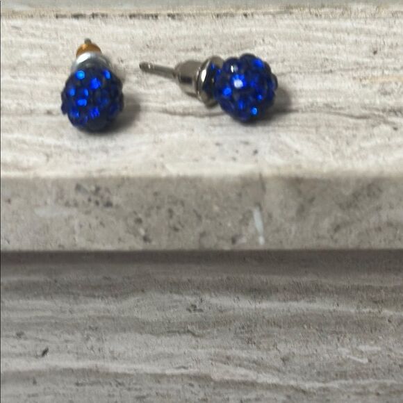 Sparkling Blue Stud Earrings - Picture 1 of 2